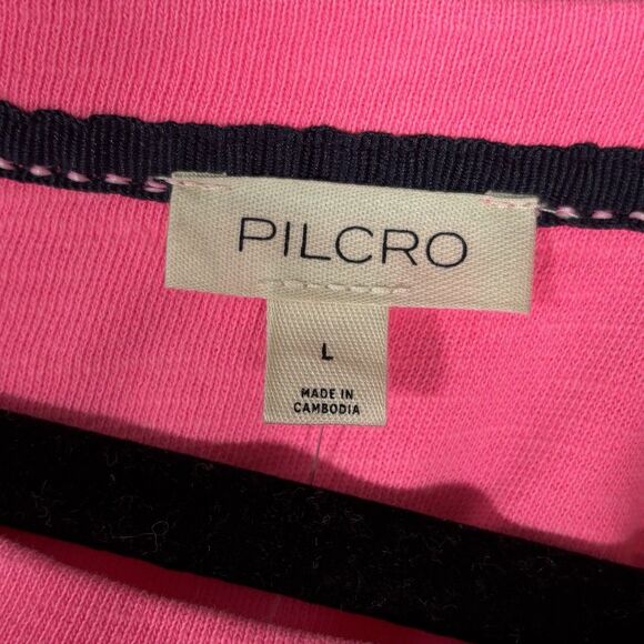ANTHROPOLOGIE PILCRO Short Sleeve Sweatshirt Tee  Hot Pink 100% Cotton - Picture 6 of 9